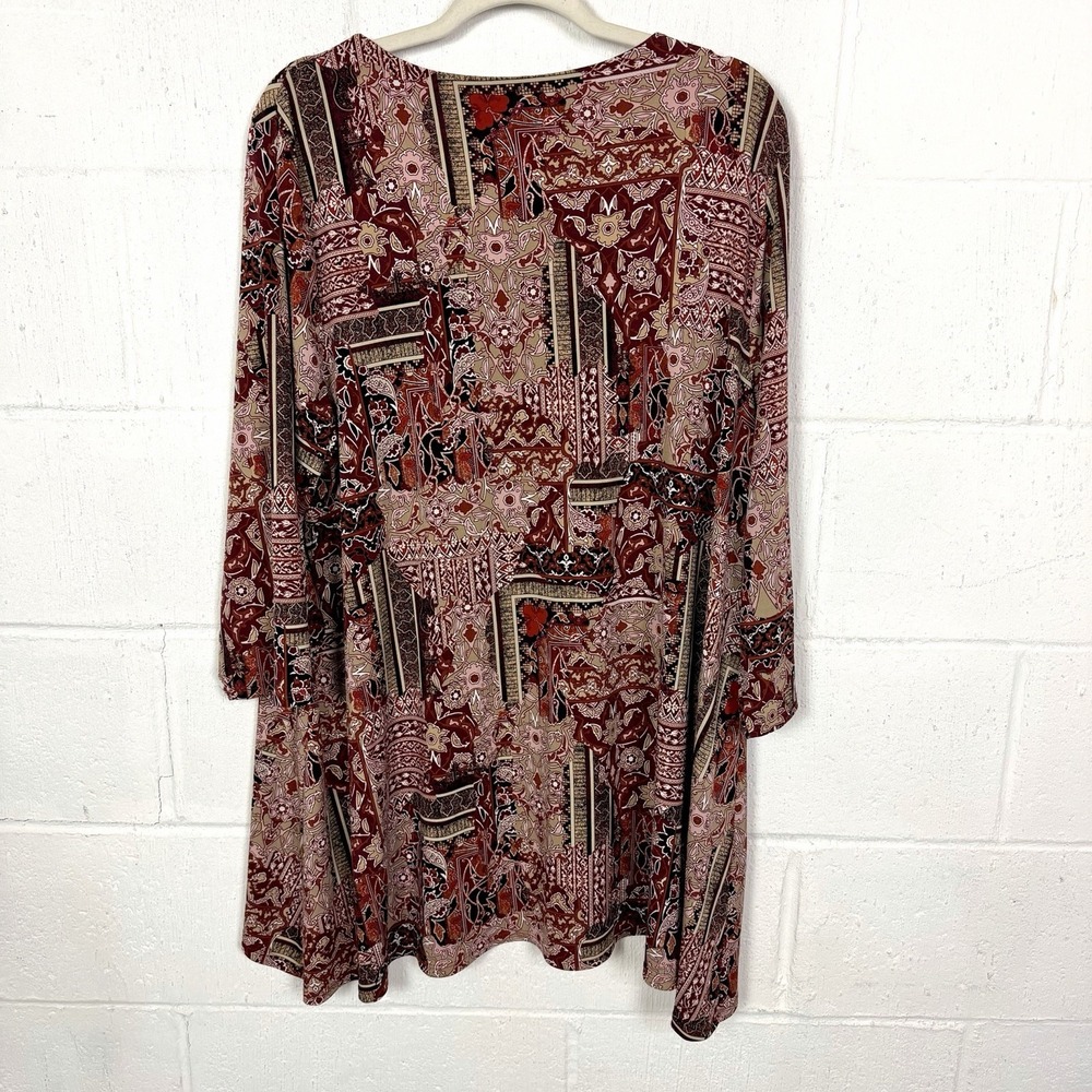 Chicos Womens Tunic Top Size XL Floral Beaded Artsy Maximalist Career‎ Stretch - Picture 8 of 12